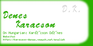 denes karacson business card